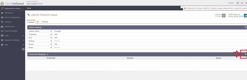 Listener dominio Openlitespeed