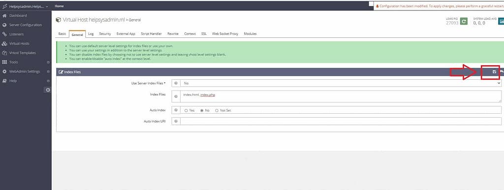 Virtual Host General OpenLiteSpeed HelpSysAdmin