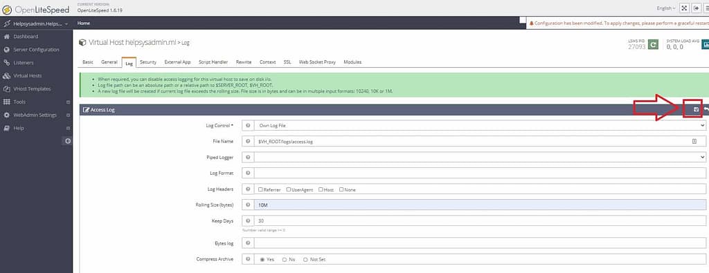 Virtual Host Access Log Openlitespeed HelpSysAdmin