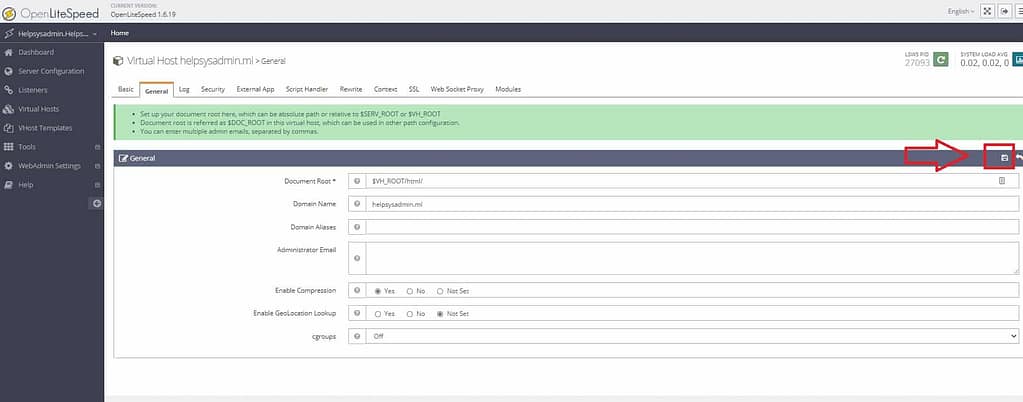 Virtual Host General - HelpSysAdmin Openlitespeed