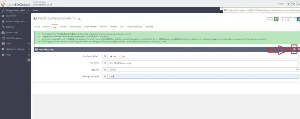 Virtual Host Log Openlitespeed