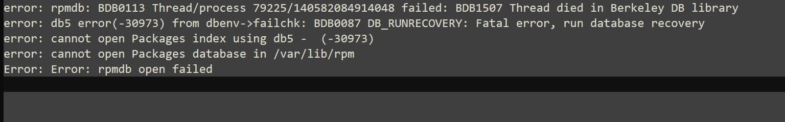 error: rpmdb: BDB0113 Thread/process