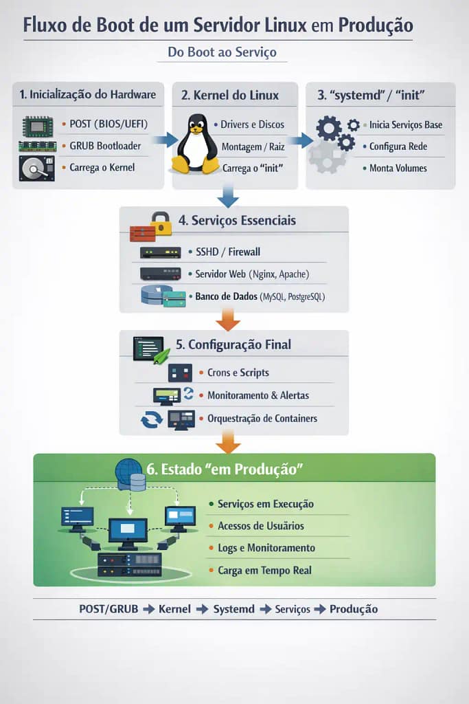 fluxo de boot de um servidor linux