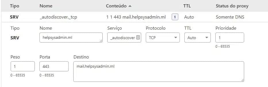 Entrada DNS Srv