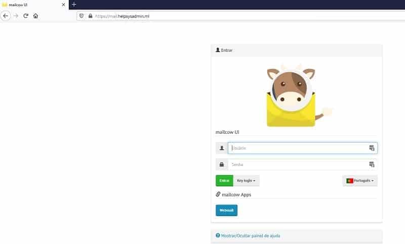 Acessando MailCow pela primeira vez