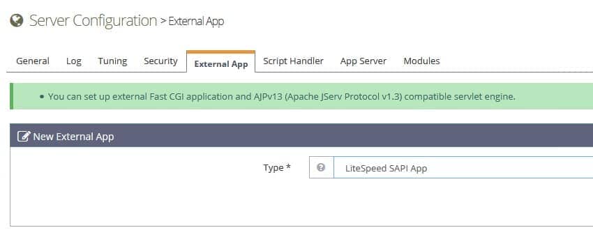 External Applications OpenLiteSpeed