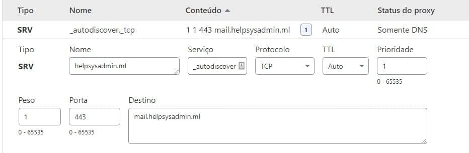 Entrada DNS Srv